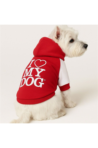 Küçük Irk Love My Dog Kırmızı Köpek Kıyafeti Köpek Sweati Kedi Kıyafeti (1-10KG)