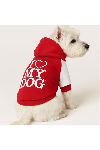 Küçük Irk Love My Dog Kırmızı Köpek Kıyafeti Köpek Sweati Kedi Kıyafeti (1-10KG)
