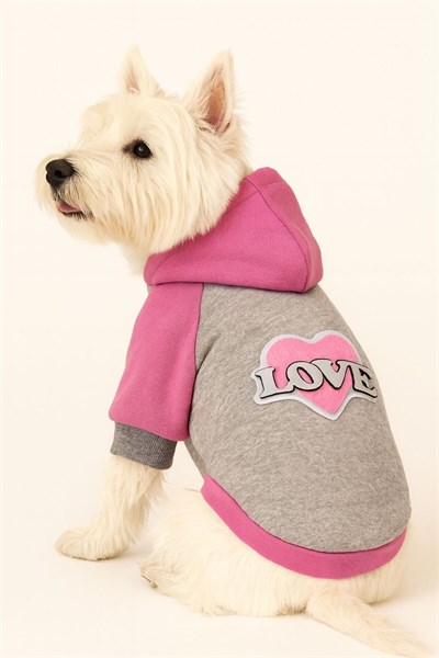 Küçük Irk Love Pink Kedi -köpek Sweati-kedi Köpek Kiyafeti