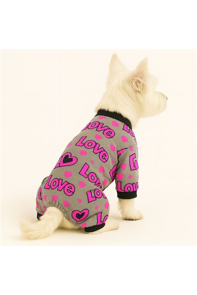 Küçük Irk Love Pink Neon Köpek Tulumu Köpek Kıyafeti Kedi Kıyafeti (1-10KG)