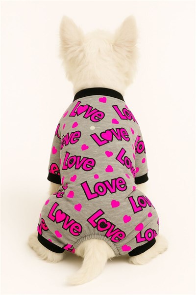 Küçük Irk Love Pink Neon Köpek Tulumu Köpek Kıyafeti Kedi Kıyafeti (1-10KG)