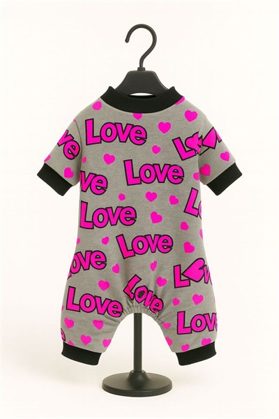 Küçük Irk Love Pink Neon Köpek Tulumu Köpek Kıyafeti Kedi Kıyafeti (1-10KG)