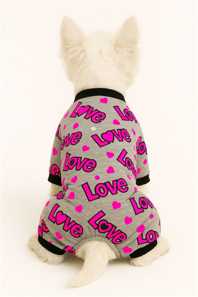 Küçük Irk Love Pink Neon Köpek Tulumu Köpek Kıyafeti Kedi Kıyafeti (1-10KG)