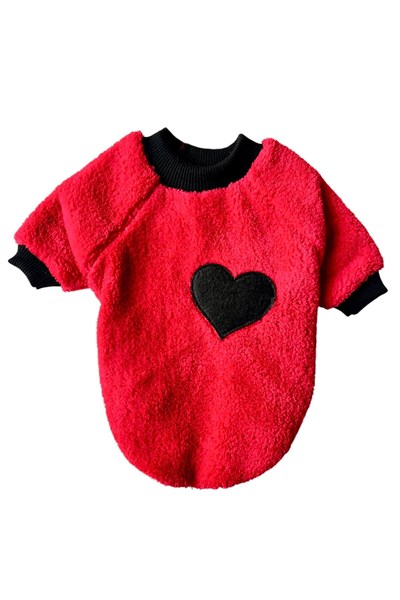 Küçük Irk Lovely Black Heart Polar Kedi Köpek Kıyafeti Sweati (1-11KG)
