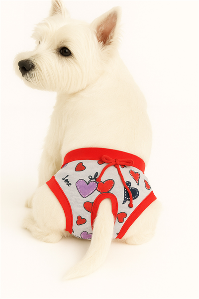 Küçük Irk Mix Heart Köpek Regl Çamaşırı Köpek Kıyafeti (1-15KG)
