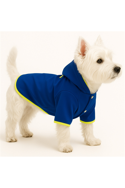 Küçük Irk Navy Blue İthal Softshell Kumaş İçi Polarlı Köpek Yağmurluğu (1-11 KG)