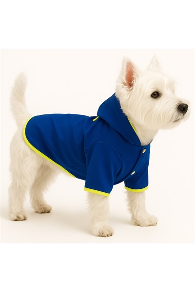 Küçük Irk Navy Blue İthal Softshell Kumaş İçi Polarlı Köpek Yağmurluğu (1-11 KG)