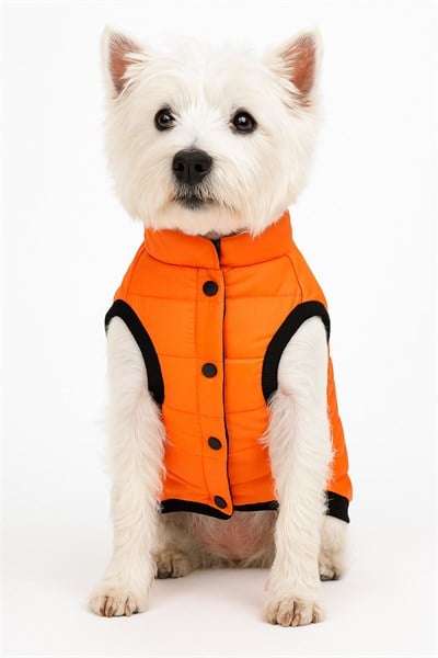 Küçük Irk Neon Orange Anorak Puf Kedi Köpek Kıyafeti Yeleği (01-11kg)