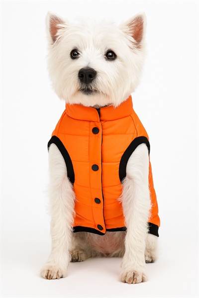 Küçük Irk Neon Orange Anorak Puf Kedi Köpek Kıyafeti Yeleği (01-11kg)