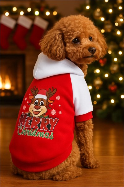 Küçük Irk Noel Yılbaşı Deer Köpek Kıyafeti Köpek Sweati (1-10KG)