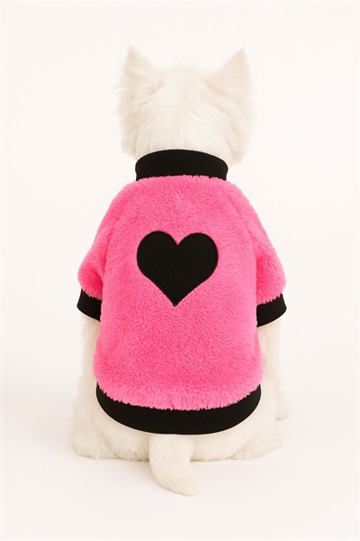 Küçük Irk Peluş Pinky Heart Köpek Kıyafeti Köpek Sweati (01-10kg)