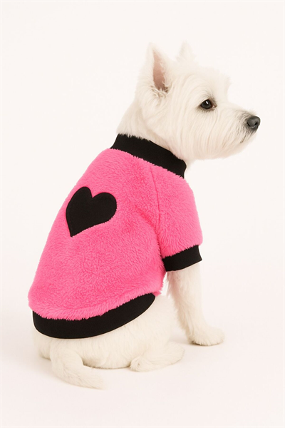 Küçük Irk Peluş Pinky Heart Köpek Kıyafeti Köpek Sweati (01-10kg)