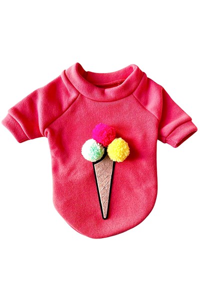 Küçük Irk Pembe Ice Cream Kedi Köpek Kıyafet Sweati (1-10KG)