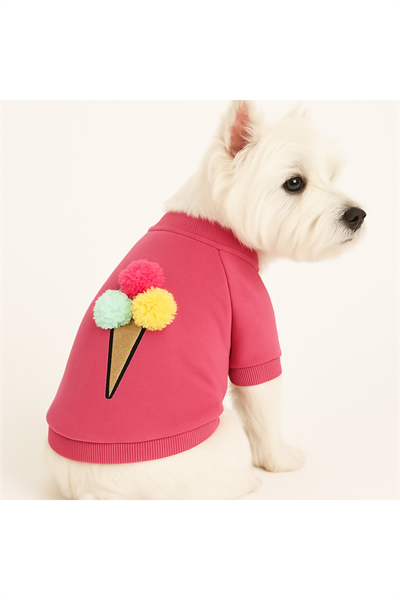 Küçük Irk Pembe Ice Cream Kedi Köpek Kıyafet Sweati (1-10KG)