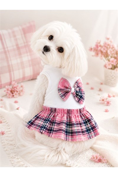 Küçük Irk Pembe Kolej Mini Köpek Elbisesi Köpek Kıyafeti (1-10KG)