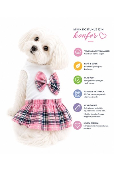 Küçük Irk Pembe Kolej Mini Köpek Elbisesi Köpek Kıyafeti (1-10KG)