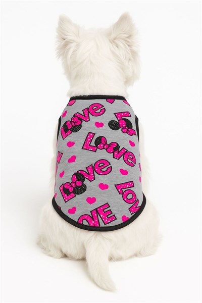 Küçük Irk Pembe Neon Love Köpek Atleti Kedi Atleti Köpek kıyafeti