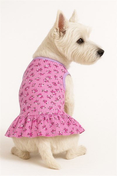 Küçük Irk Pink Spring Flowers Kedi Köpek Elbisesi Köpek Kıyafeti (1-10KG)