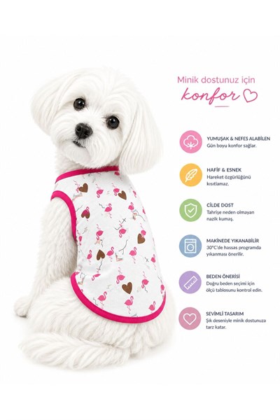 Küçük Irk Pink Stork Köpek Atleti Köpek Kıyafeti Kedi Kıyafeti (1-10KG)