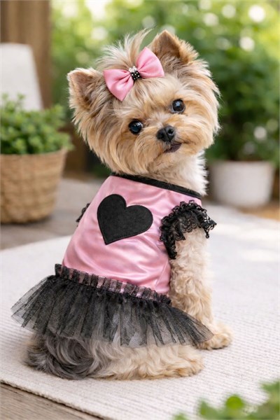 Küçük Irk Pink Varaklı Köpek Elbisesi Köpek Kıyafeti (1-10KG)
