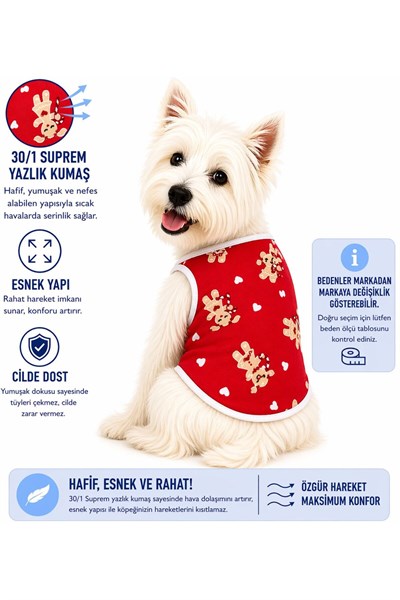 Küçük Irk Red Candy Gırl Köpek Kıyafeti Kedi Kıyafeti Köpek Atleti (1-10KG)