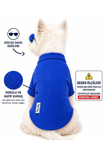 Küçük Irk Saks %100 Pamuk Muslin Yazlık Kedi Gömleği Köpek Gömleği Köpek Kıyafeti (1-10KG)