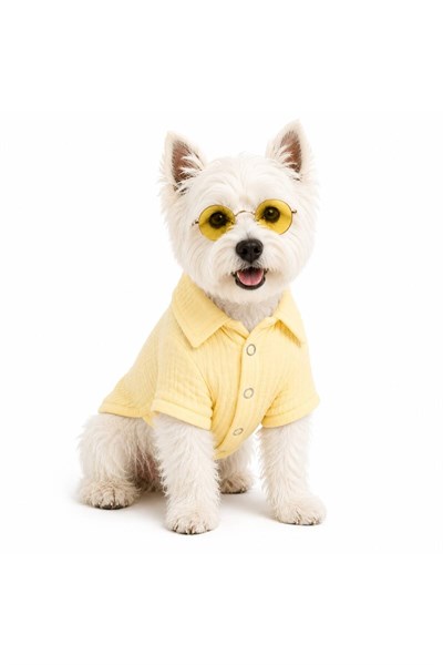 Küçük Irk Sarı Müslin Köpek Kıyafeti Köpek Gömleği Kedi Kıyafeti (1-10KG)