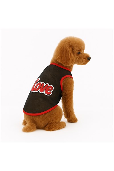 Küçük Irk Siyah File LOVE Kedi Atleti Köpek Atleti (0,5-10KG)