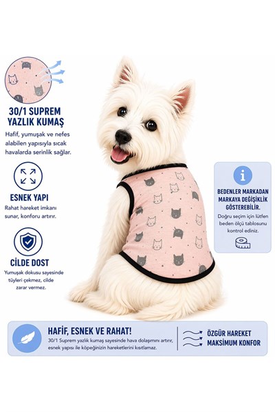 Küçük Irk Soft Pink Kedi Kıyafeti Kedi Atleti Köpek Atleti (1-10KG)