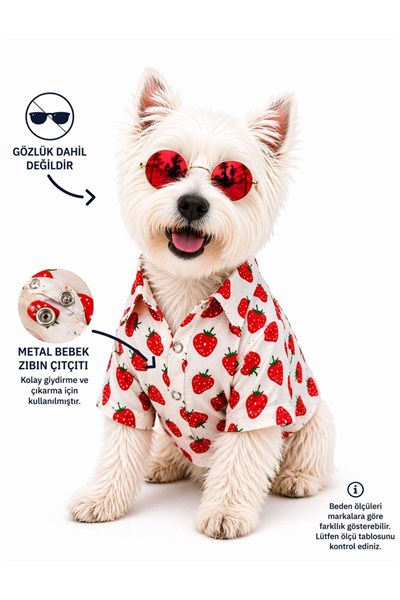 Küçük Irk Strawberry Yazlık Kedi Gömleği Köpek Gömleği Köpek Kıyafeti (1-10KG)