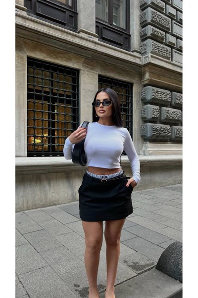 Kadın Boxer Detaylı Mini Etek