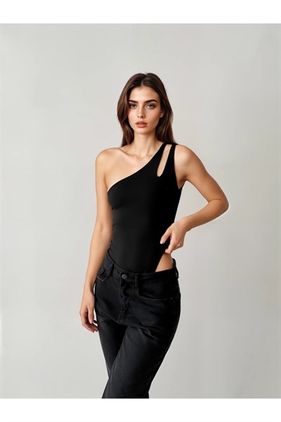 Kadın Damla Detaylı Tek Omuz Bodysuit