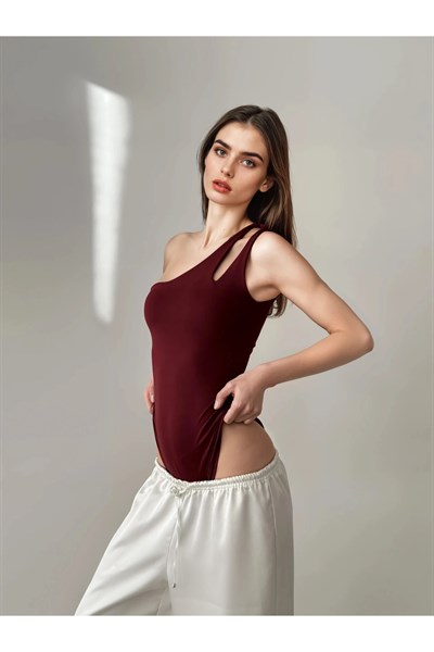 Kadın Damla Detaylı Tek Omuz Bodysuit