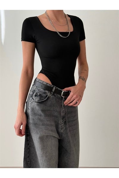 Kadın Kare Yaka Bodysuit