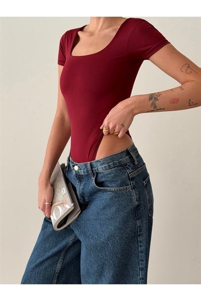 Kadın Kare Yaka Bodysuit