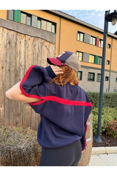 Kadın Lacivert Fermuar Detaylı Sweatshirt