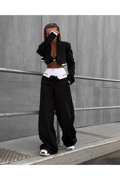 Kadın Tasarım Pantolon & Ceket & Crop & Boxer Set