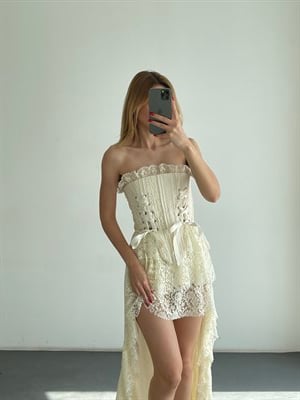 Romantik Dantel Straplez Korse Büstiyer