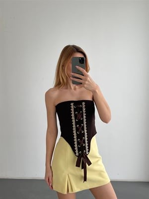 Taş Detaylı Straplez Korse