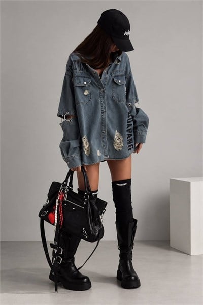 Tasarım Oversize Denim Gömlek