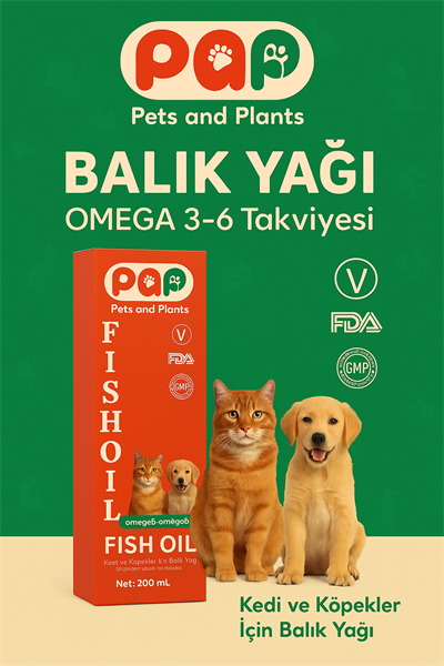 Kedi ve Köpekler İçin Omega 3 ve 6 İçerikli Balık Yağı – Tüy ve Genel Sağlık Destekleyici 200 ML