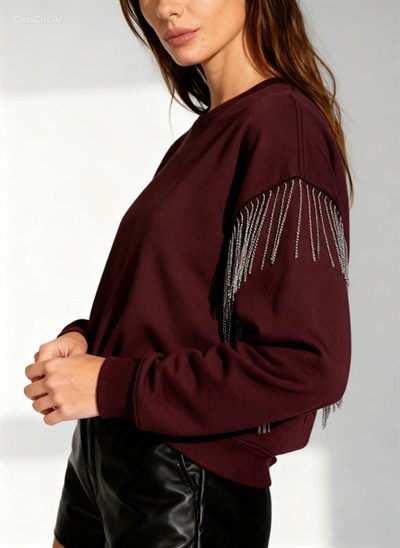 Mint Zincir detaylı sweatshirt
