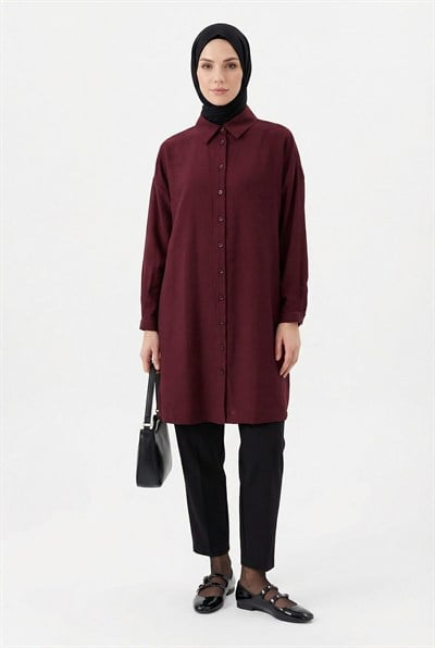 Arkası İşlemeli Yazlık Tunik Bordo