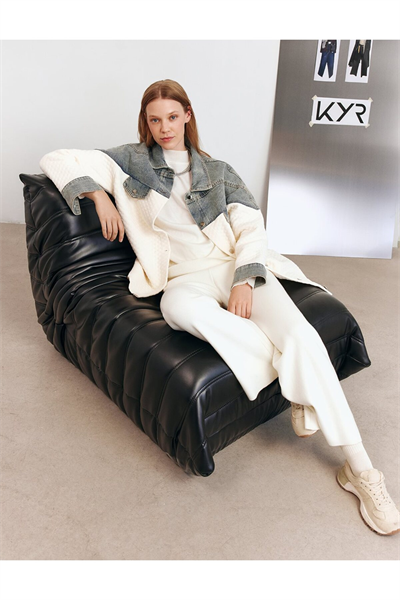 Kayra Denim Garnili Ceket Krem