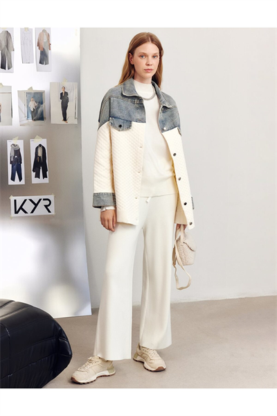 Kayra Denim Garnili Ceket Krem