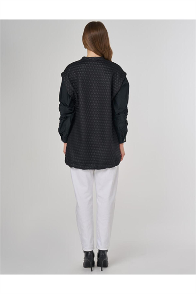 Kayra Dokulu Kumaş Garnili Sweatshirt Siyah