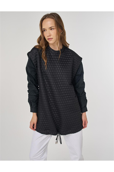 Kayra Dokulu Kumaş Garnili Sweatshirt Siyah