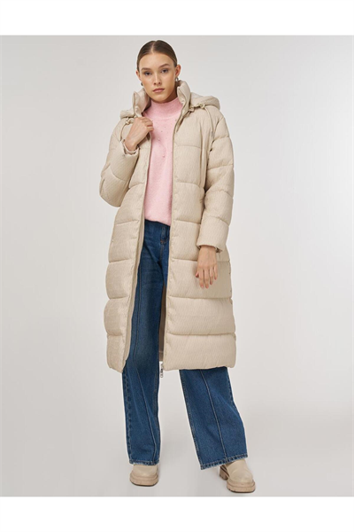 Kayra Fermuar Kapamalı Anorak Mont Krem
