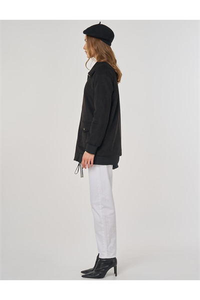 Kayra Fermuarlı Süet Ceket Siyah