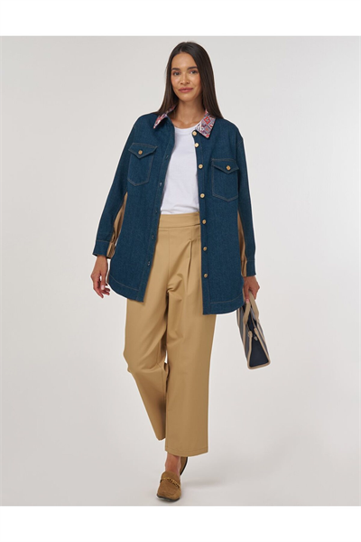 Kayra Jakarlı Denim Ceket Lacivert